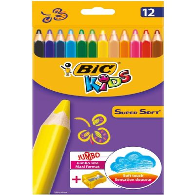 cepte ofis BİC SUPERSOFT KURU BOYA 12'Lİ KUTU + JUMBO KALEM TIRAŞ 933960