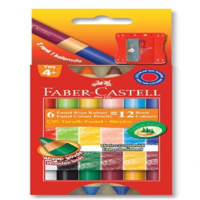 cepte ofis FABER CASTELL ÇİFT TARAFLI MUM BOYA 12 RENK 5281141412