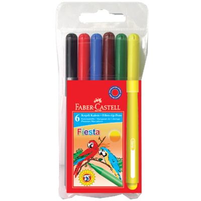 cepte ofis FABER CASTELL FİESTA KEÇELİ KALEM 6 RENK 5068306450