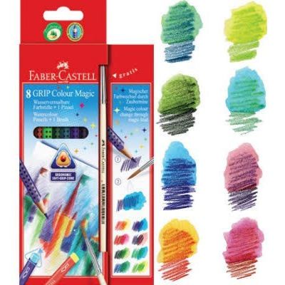 cepte ofis FABER CASTELL GRİP SİHİRLİ BOYA KALEMİ 8 RENK 5170113008