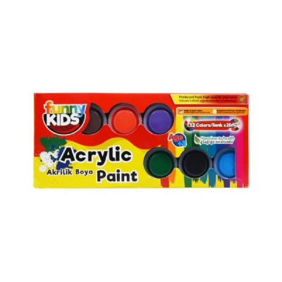 cepte ofis FUNNY KİDS AKRİLİK BOYA 12 Lİ  25ML