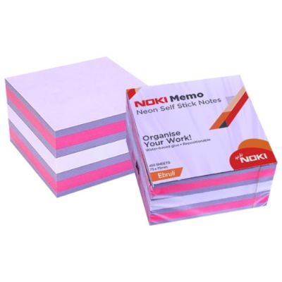 cepte ofis NOKİ MEMO 75*75 NEON EBRULİ KÜP BLOK 450 SAYFA