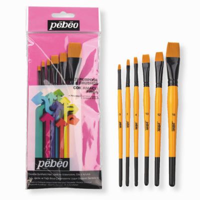 cepte ofis PEBEO 6'LI DÜZ KESİK KISA SAPLI FIRÇA SETİ - NO: 0, 2, 4, 10, 12, 18