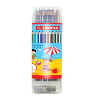 cepte ofis STABILO TRİO THİCK KURU BOYA 19 Lİ PLASTİK TÜP 203/18-PT